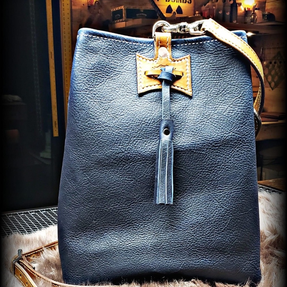 Handmade Leather Drawstring handbag